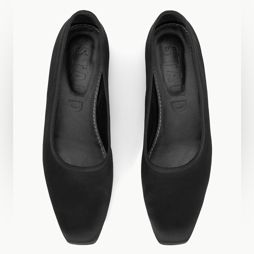 STAUD Women's Black Square Toe Ballet Flats